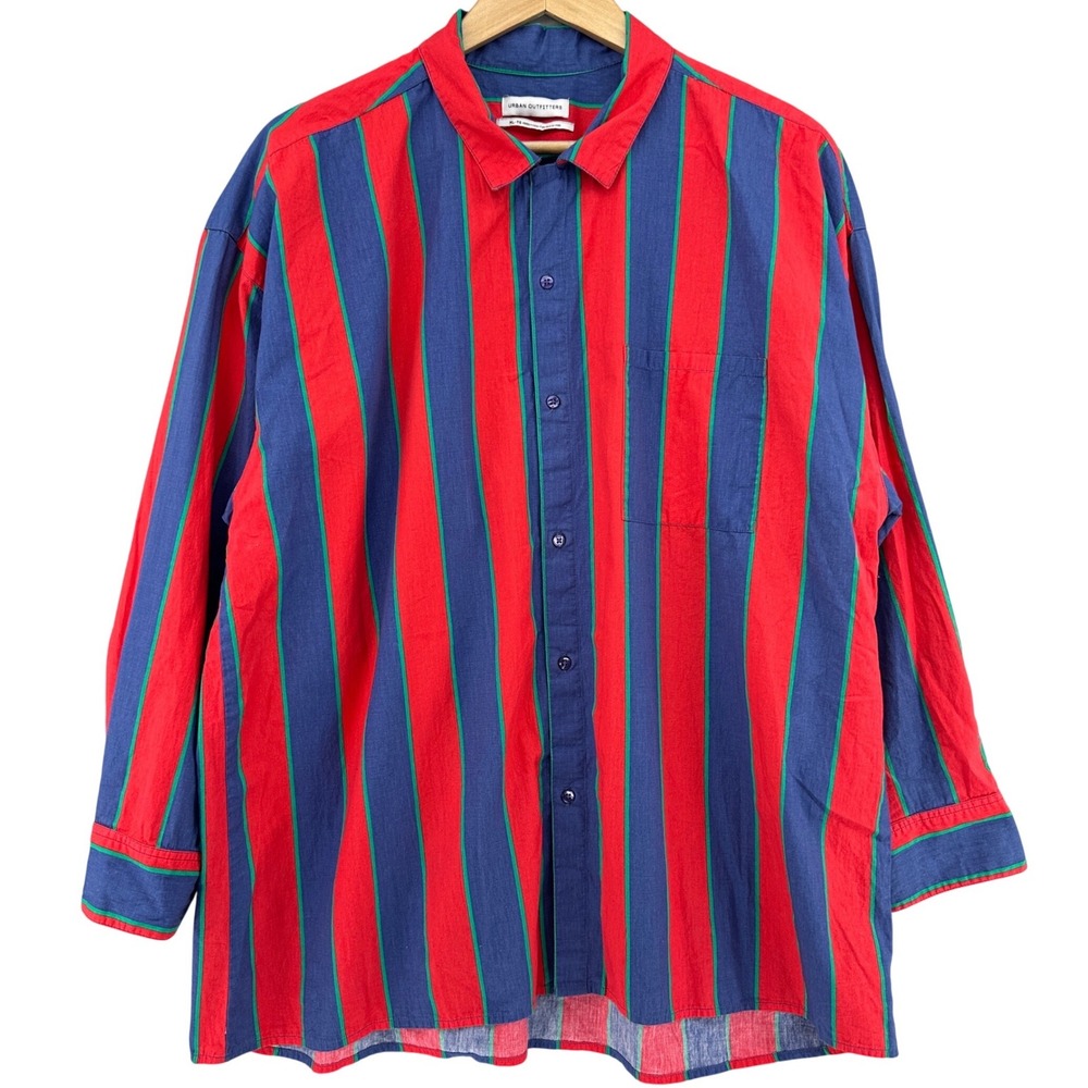 Urban Outfitters Vertical Stripe Oversized Long Sleeve Button Down Shirt Mens XL